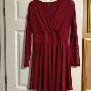 SHEIN Deep Red Long Sleeve Dress